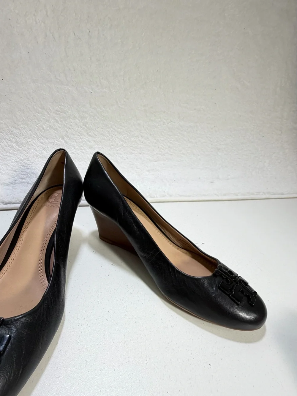 Tory Burch Sally Leather Wedge Pumps Black Double T Women’s 7.5 Tory Burch Shoes